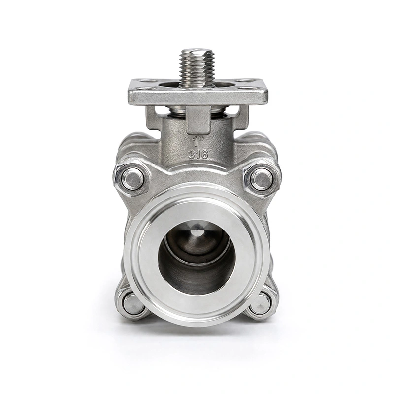 3 PC Fuldt indkapslet tri-clamp kugleventil med ISO 5211 monteringspude