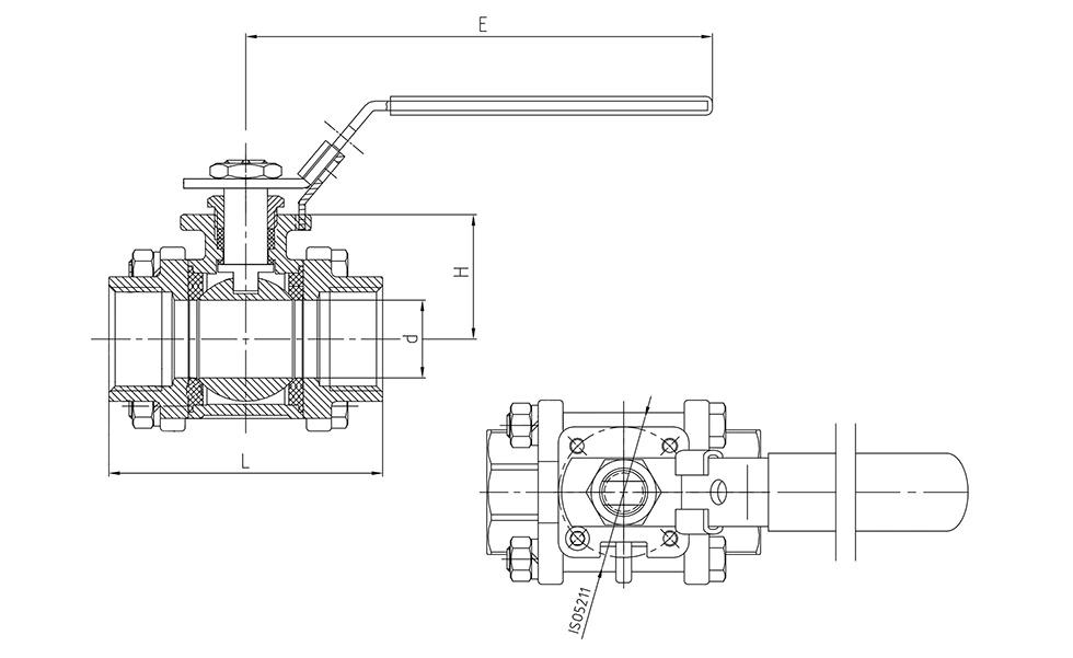 3PC Carbon Steel Ball Valve 2000WOG